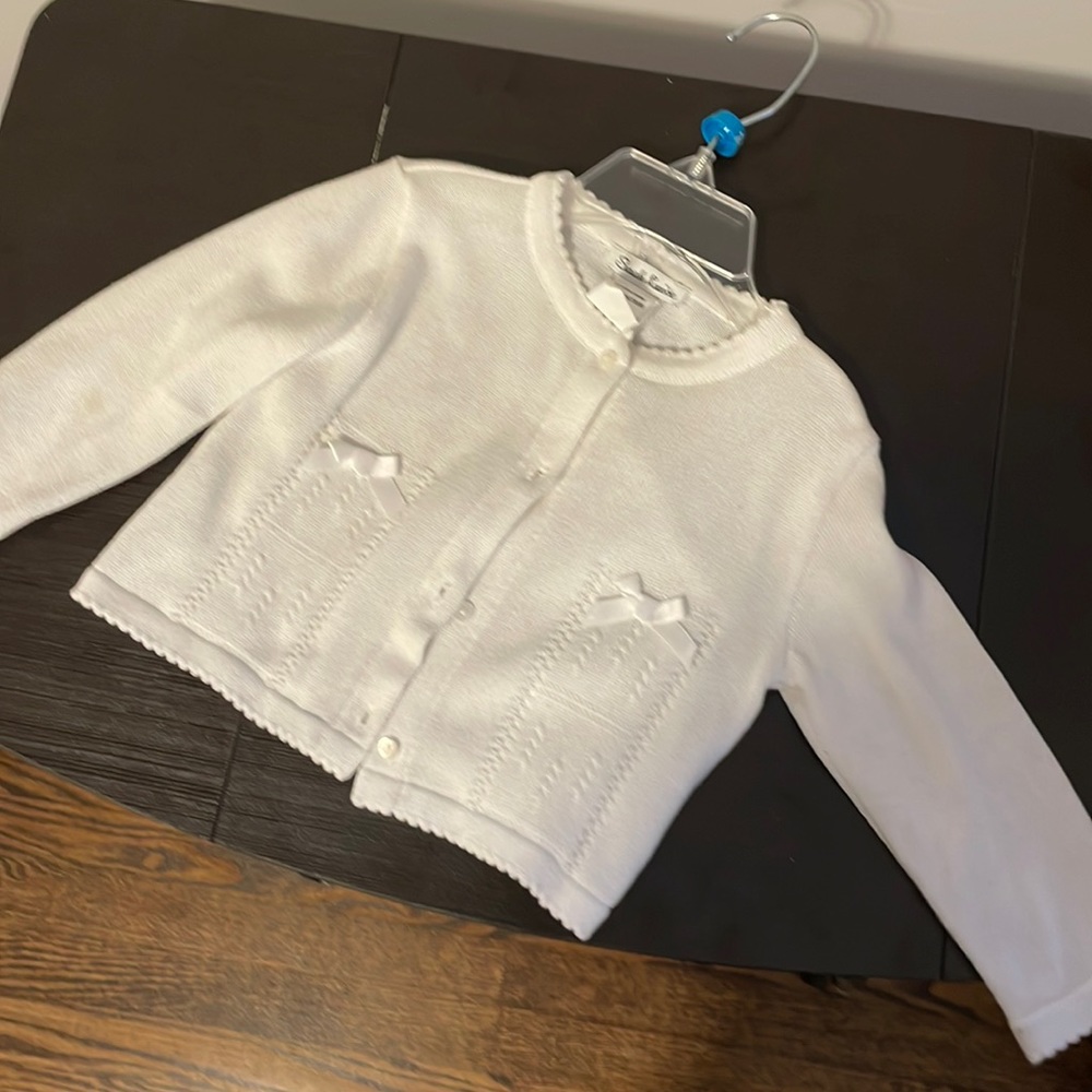 Sarah Louise sweet 12 mos baby girl sweater in white